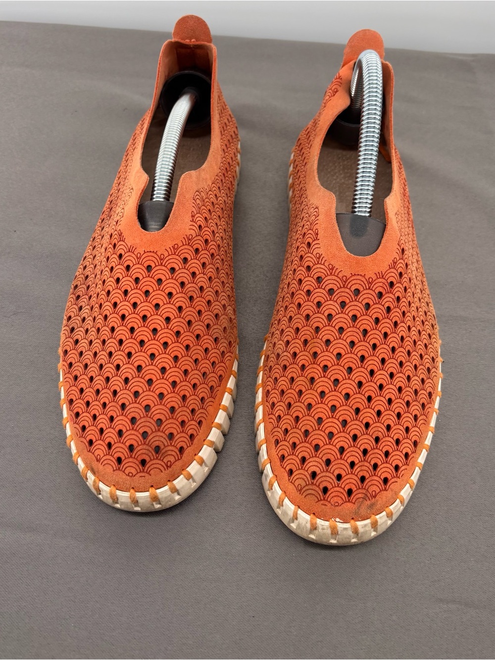 Women's Slip-On Perforated Flats in Burnt Orange